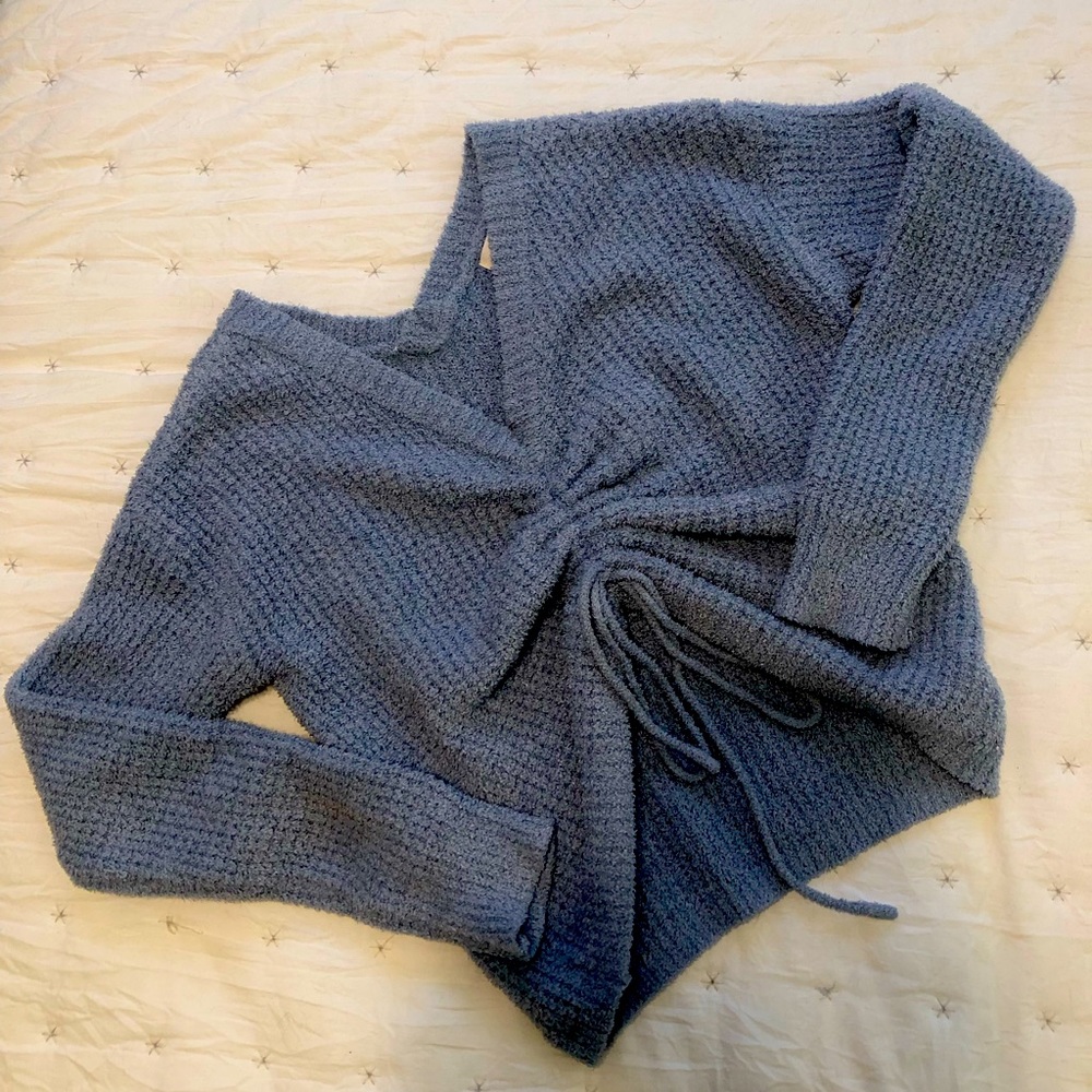 Baby blue scrunch sweater